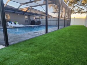 artificial pet turf in poolside