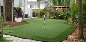 synthetic putting green on mini golf